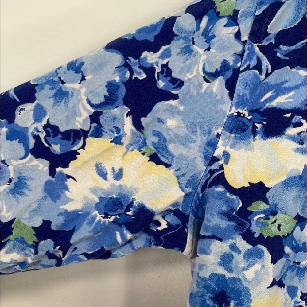 Lauren Ralph Lauren‎ Floral 3/4 Sleeve Notch Collar Long Pants Pajama Set Sz L